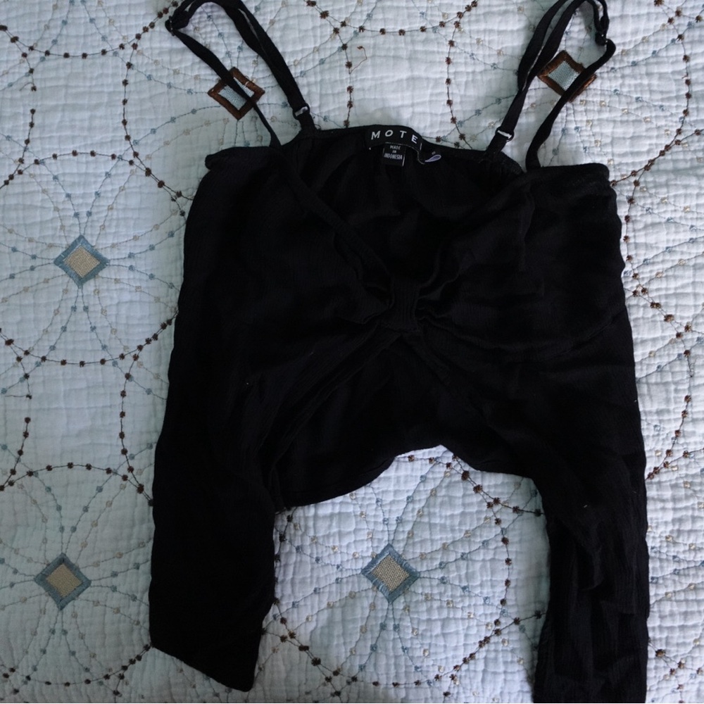 Motel Rocks Elegant Black Strappy Top
